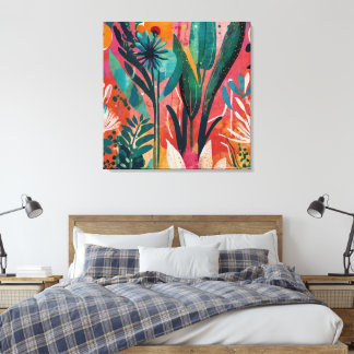 Bold and Vibrant Floral Acrylic Colorful Botanical Canvas Print