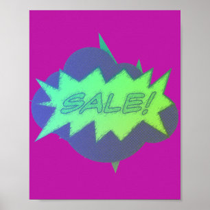Bold and Vibrant Halftone Burst Sale Poster