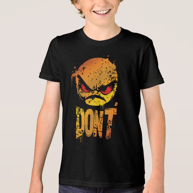 Bold Angry Emoji with 'DON'T' Text Tri-Blend Shirt (Front)