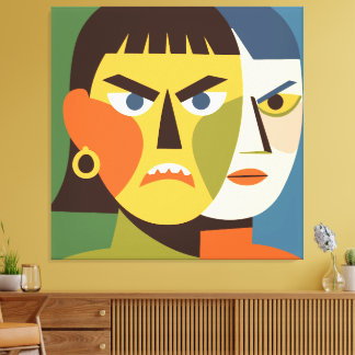 Bold Angry Split-Face Woman Canvas Print