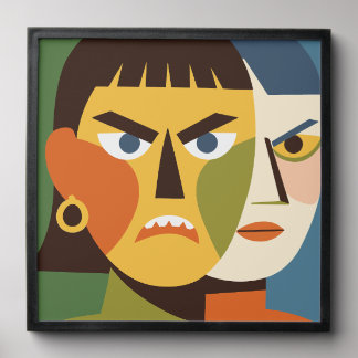 Bold Angry Split-Face Woman Peel And Stick Photo Tile