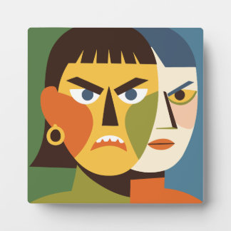 Bold Angry Split-Face Woman Plaque