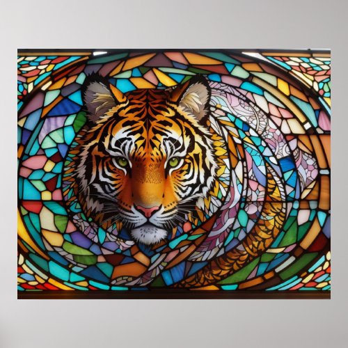  Bold AP68 TIGER Stained Glass 54 Fantasy Poster