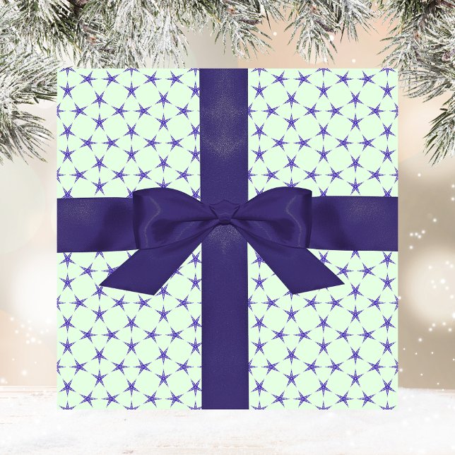 Bold aqua purple stars pattern Christmas Wrapping Paper (Creator Uploaded)