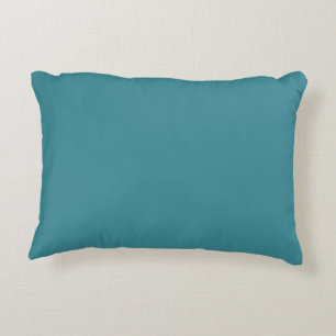 Bold Aqua Solid Color Pairs Satin Rolling Surf Accent Pillow