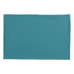 Bold Aqua Solid Color Pairs Satin Rolling Surf Pillow Case