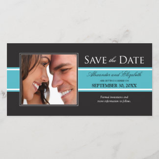 Bold Aqua Stripe Save the Date Announcement