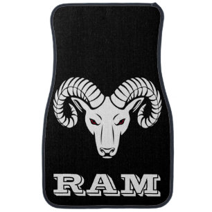 Bold Aries Ram Bright White and Red Gothic Symbol Car Floor Mat