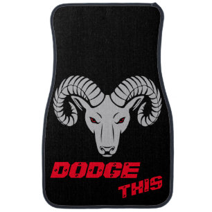 Bold Aries Ram Silver and Red Gothic Symbol Car Floor Mat