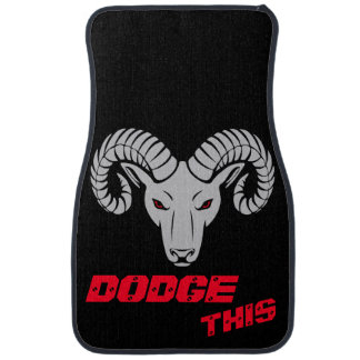 Bold Aries Ram Silver and Red Gothic Symbol Car Floor Mat