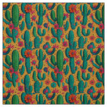 Bold Arizona Saguaro Flowering Cactus Fabric