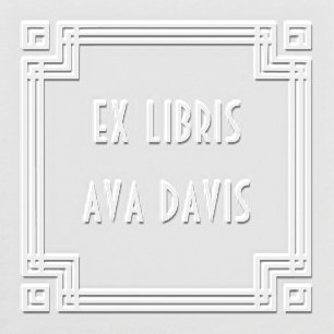Bold Art Deco Ex Libris Geometric Bookplate Embosser