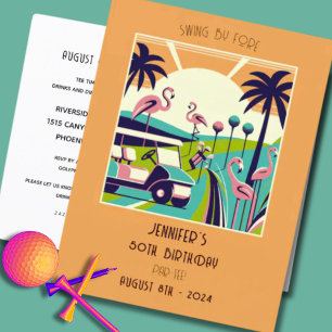 Bold Art Deco Golf 50th Birthday Party Invitation  Postcard