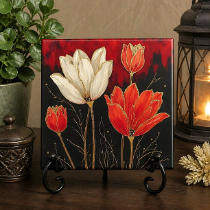 Bold Art Deco Tulips Ceramic Tile