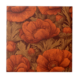 Bold Art Nouveau Anemones Tiles For Stylish Entry