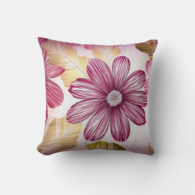 Bold Art Sketch Floral Pillow (Front)