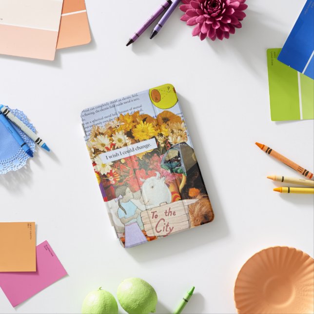 Bold Artistic Collage of Flowers Physics Sociology iPad Mini Cover (In Situ)