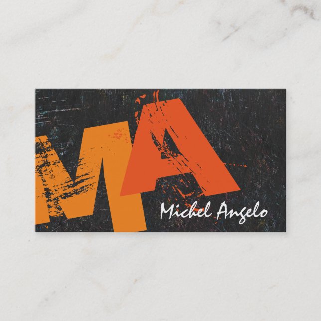Bold Artistic Custom Color Monogram Business Card (Front)