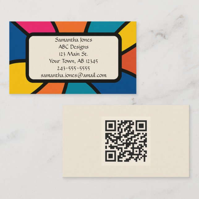Bold, Artistic, & Vibrant QR Code Business Card (Front/Back)