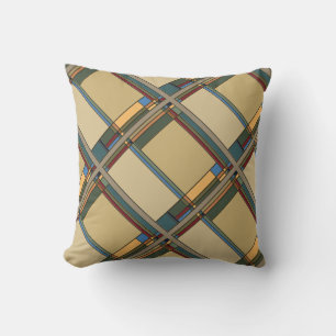 Bold Arts & Crafts Fall Geometric Pattern Throw Pillow