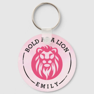 Bold As A Lion Keychain, Pink Lion Keychain