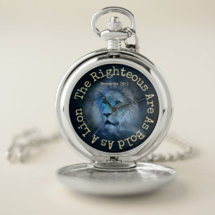 Bold As A Lion Proverbs 28:1 Pocket Watch