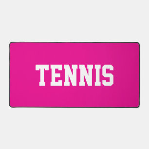 Bold Athletic Fun White TENNIS Text On Bright Pink Desk Mat