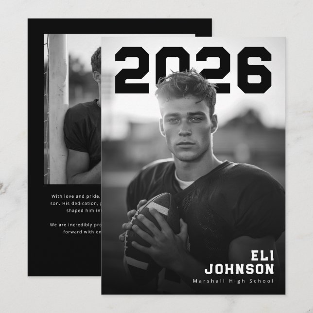 Bold Athletic Graduation PhotoPop  Announcement (Front/Back)