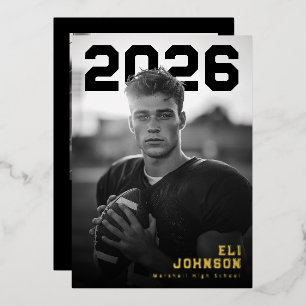 Bold Athletic Graduation PhotoPop Foil Invitation