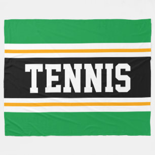 Bold Athletic Green Orange Black TENNIS Stripes Fleece Blanket