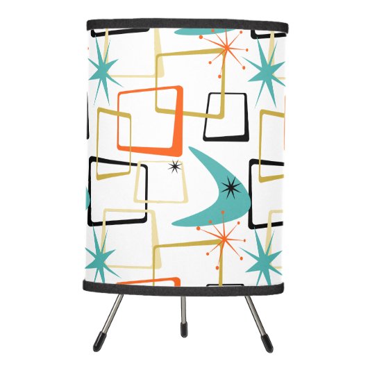 Bold Atomic Starburst Boomerang Squares Midcentury Tripod Lamp (Front)