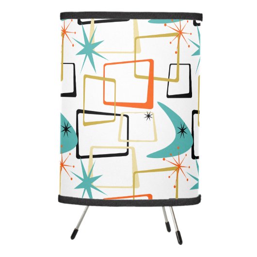Bold Atomic Starburst Boomerang Squares Midcentury Tripod Lamp (Right)