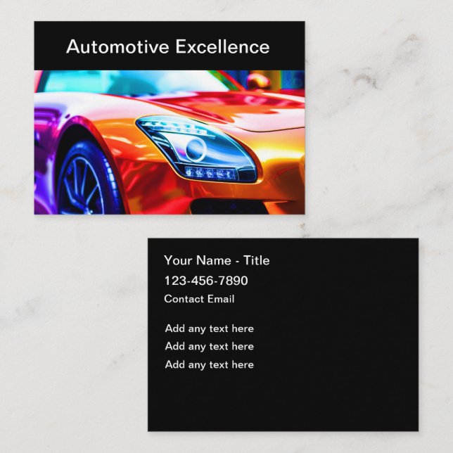 Bold Automotive Colorful Automotive Business Cards (Front/Back)