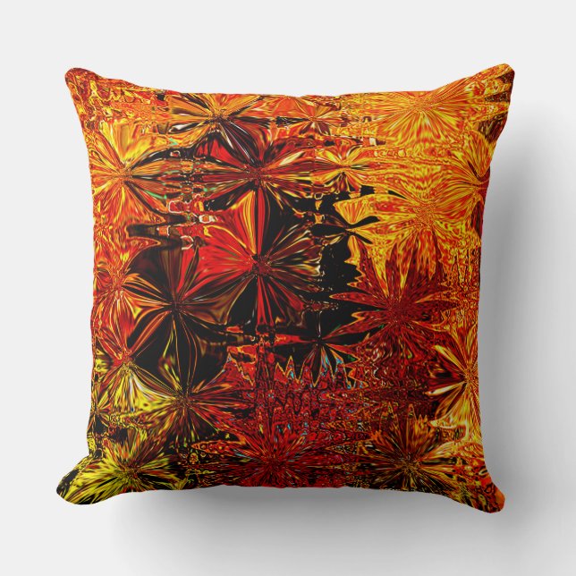 Bold Autumn Colored Abstract Throw Pillow (Front)