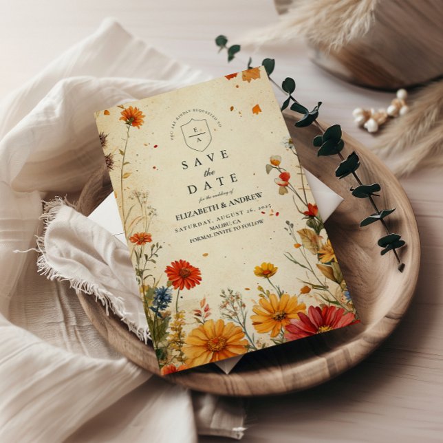 Bold Autumn Floral Wedding Save The Date (Creator Uploaded)