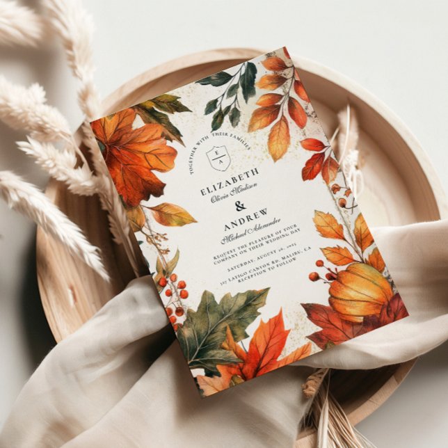 Bold Autumn Leaves Wedding Invitation (Creator Uploaded)