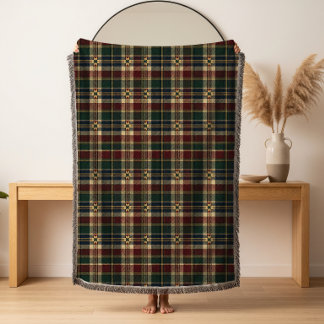 Bold Aztec Diamond Christmas Woven Throw Blanket