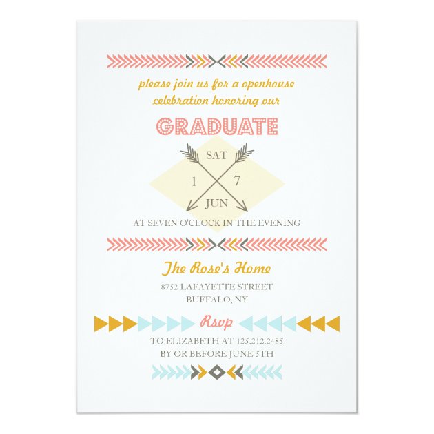 Bold Aztec Tribal Photo Graduation Party Card