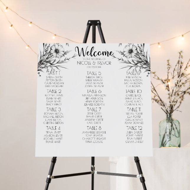 Bold B&W Wildflowers Foam Board (In Situ (Stand))