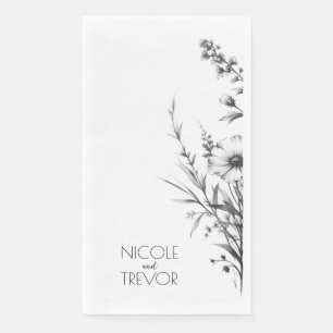 Bold B&W Wildflowers Paper Guest Towels