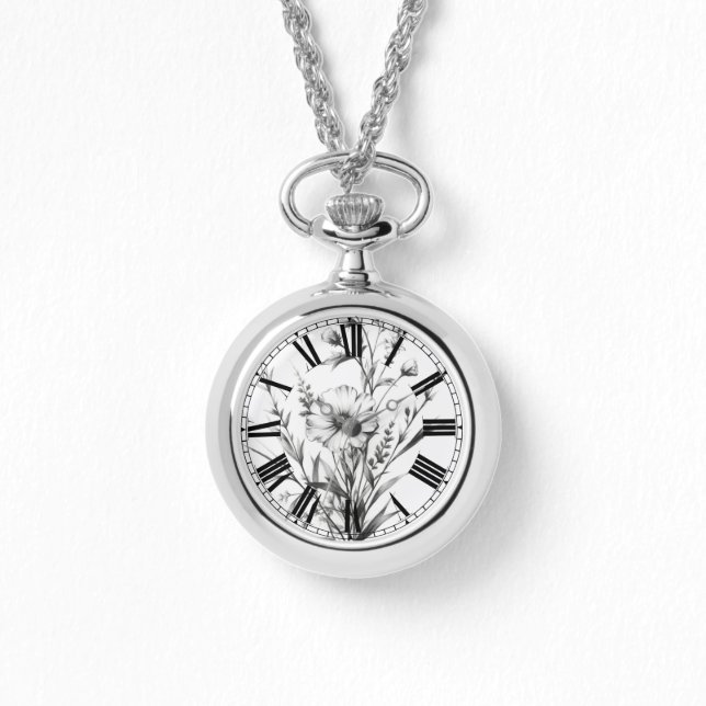 Bold B&W Wildflowers Watch (Front)