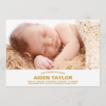 Bold Baby Birth Announcement by PeridotPaperie at Zazzle