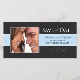Bold Baby Blue Stripe Save the Date Announcement