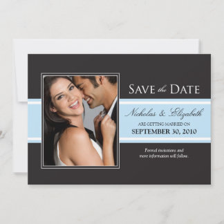 Bold Baby Blue Stripe Save the Date Announcement