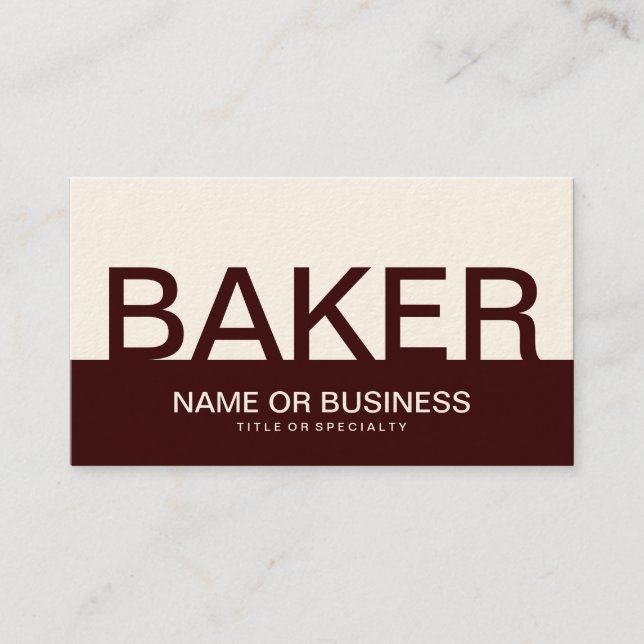 bold BAKER (color customizable) Business Card (Front)