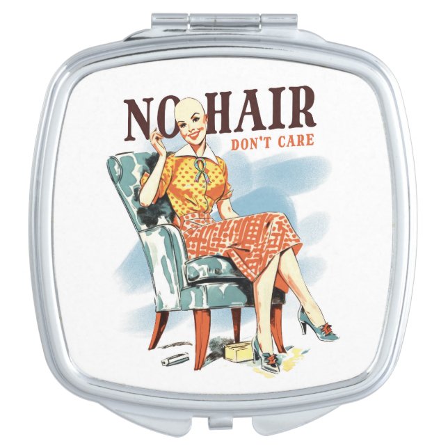 Bold Bald & Beautiful Cancer Warrior Art Compact Mirror (Front)
