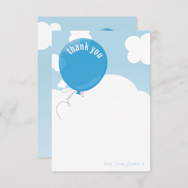 BOLD BALLOON cute thank you note blue sky Invitation (Front/Back)