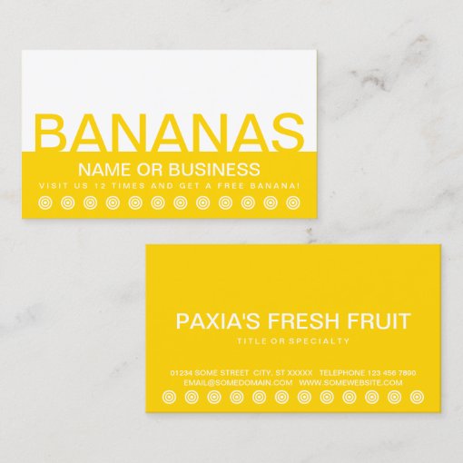 bold BANANAS customer loyalty punch card Zazzle