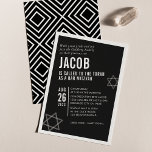 BOLD BAR MITZVAH simple modern angle black white Invitation<br><div class="desc">by kat massard > WWW.SIMPLYSWEETPAPERIE.com Love the design, but would like to see some changes - another color scheme, product, add a photo or adapted for a different occasion - no worries simply contact me - I am happy to help! - - - - - - - - - -...</div>