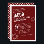 BOLD BAR MITZVAH simple modern angle maroon white Invitation<br><div class="desc">by kat massard > WWW.SIMPLYSWEETPAPERIE.com Love the design, but would like to see some changes - another color scheme, product, add a photo or adapted for a different occasion - no worries simply contact me - I am happy to help! - - - - - - - - - -...</div>